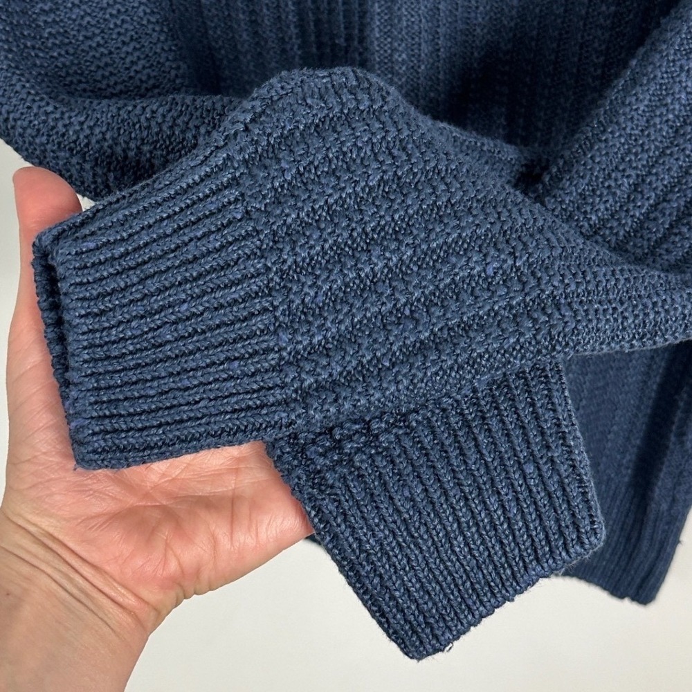 Inis Meain 90% Linen 10% Silk Blue Chevron Cable Knit Sweater Men Size Small NEW - Picture 5 of 16